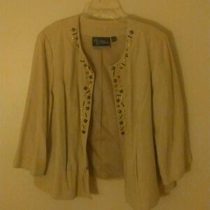 Tan suedette jacket fits size 2X/22W/24W